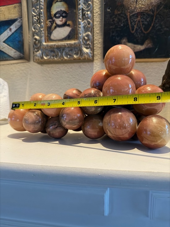 Vintage Pink Onyx Grapes Cluster Stone Fruit Sculpture MCM Alabaster Decor - Picture 15 of 15